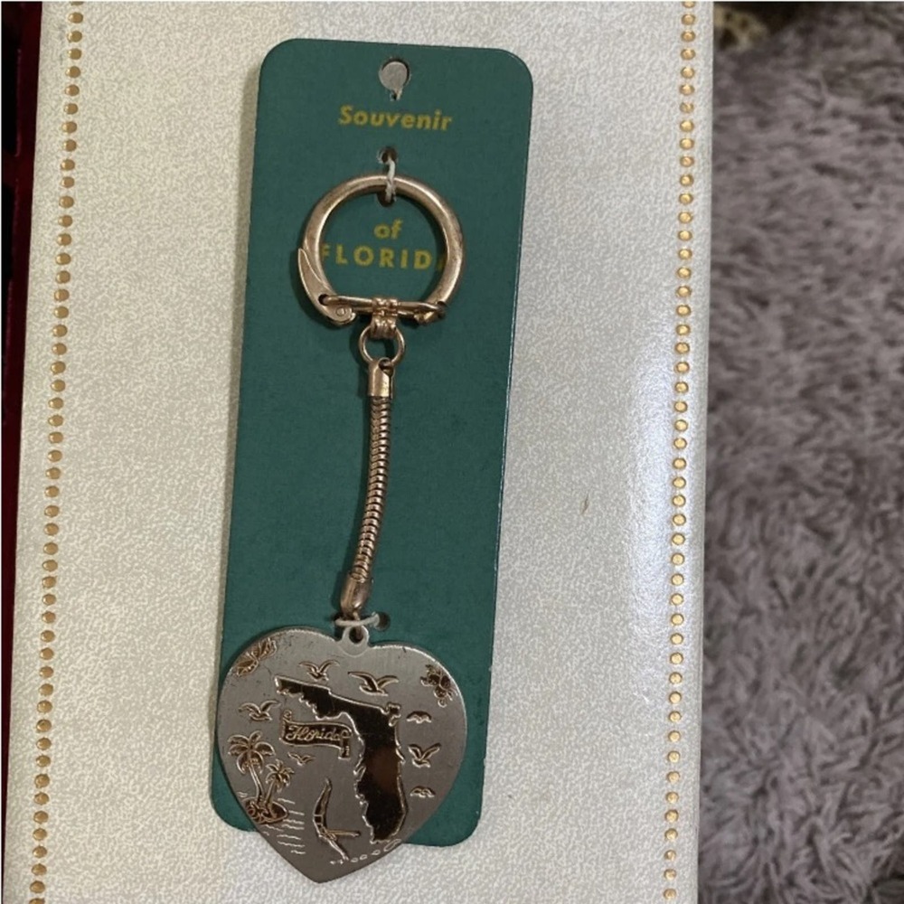 Florida Souvenir Heart Keychain 1950’s Made in Germany
